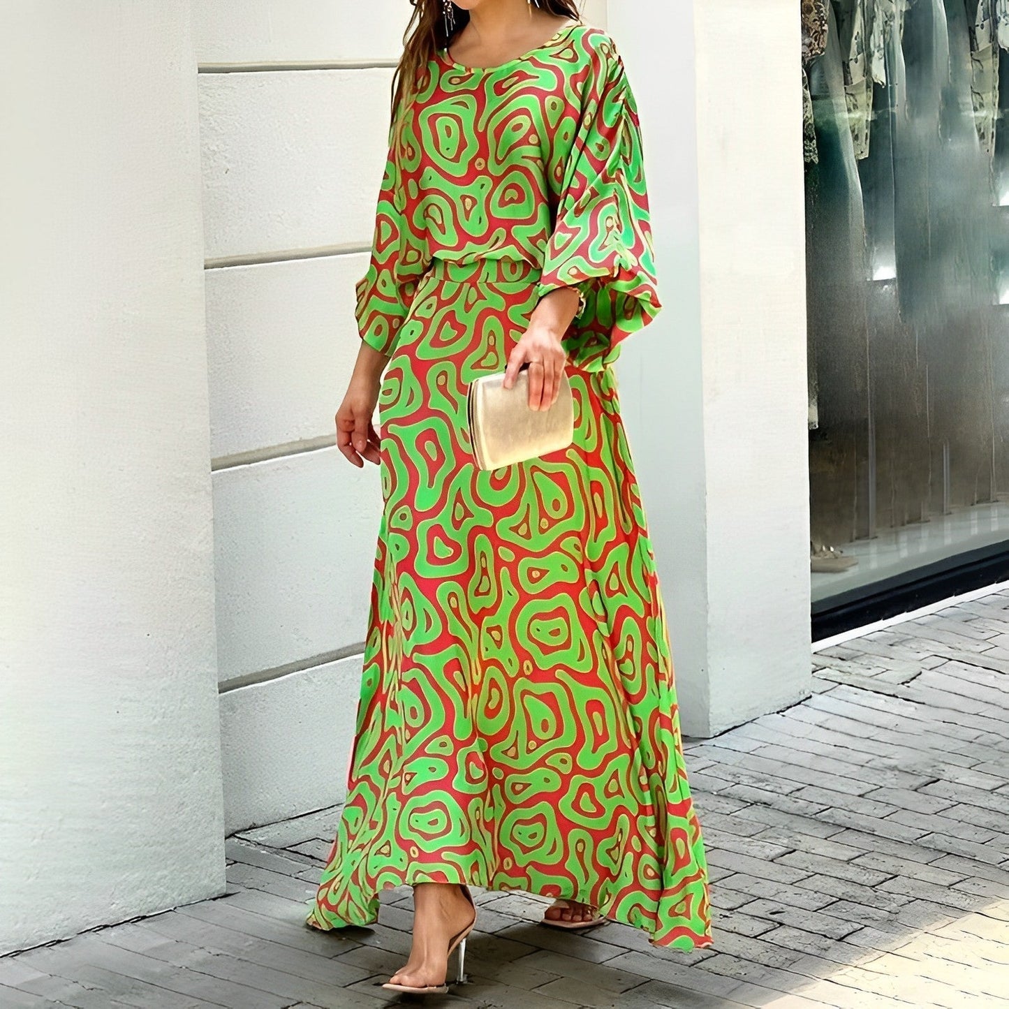 Yvonne Laternenärmel Langes Kleid