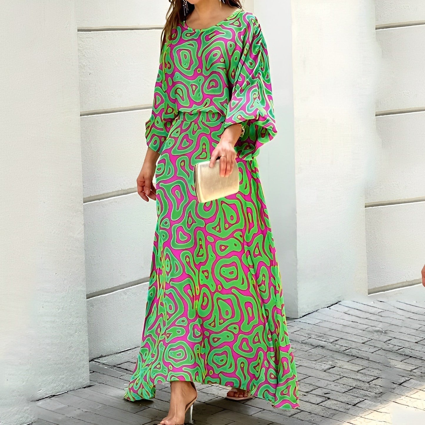 Yvonne Laternenärmel Langes Kleid