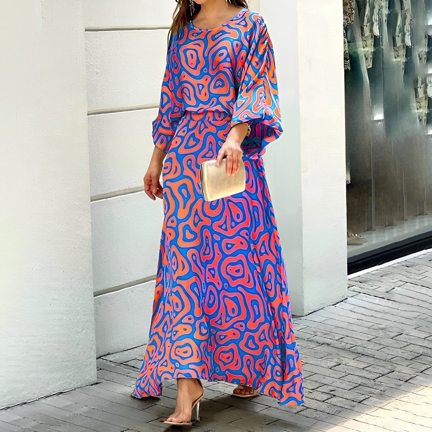 Yvonne Laternenärmel Langes Kleid