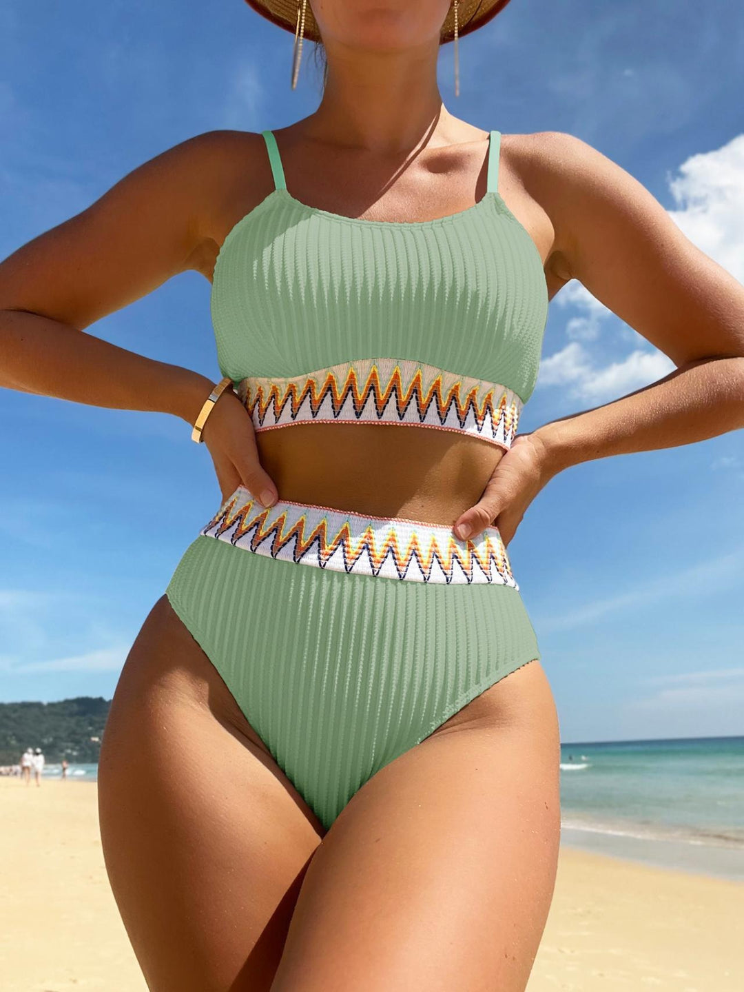 Nola - Bikini-Badeanzug mit hoher Taille und Falten
