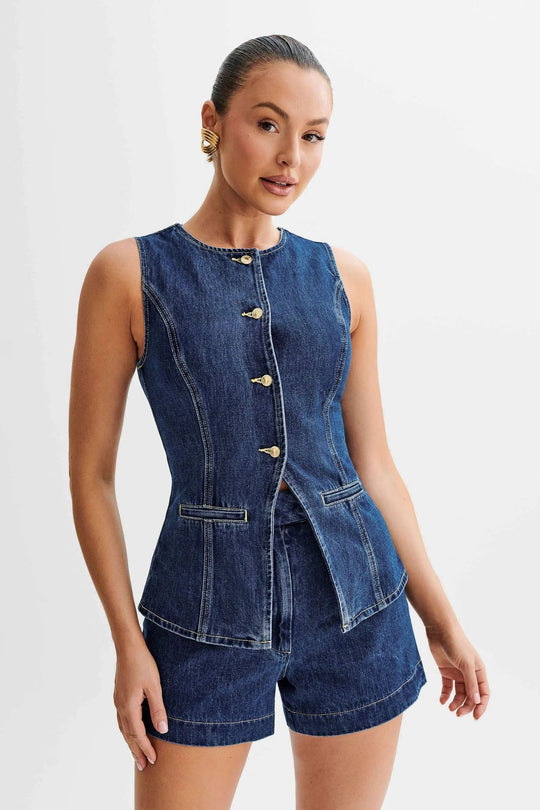 Rosalie - Zweiteiliges Set aus Denim ohne Ärmel