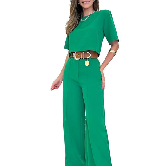 Lela - Set aus Halbarm-Crop-Top und weiter Hose