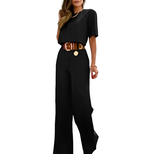 Lela - Set aus Halbarm-Crop-Top und weiter Hose