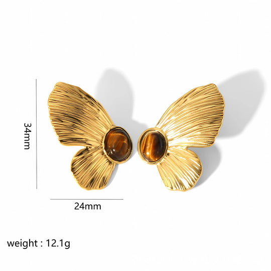 Alva - Schmetterling und Blume Edelstahl-Ohrstecker