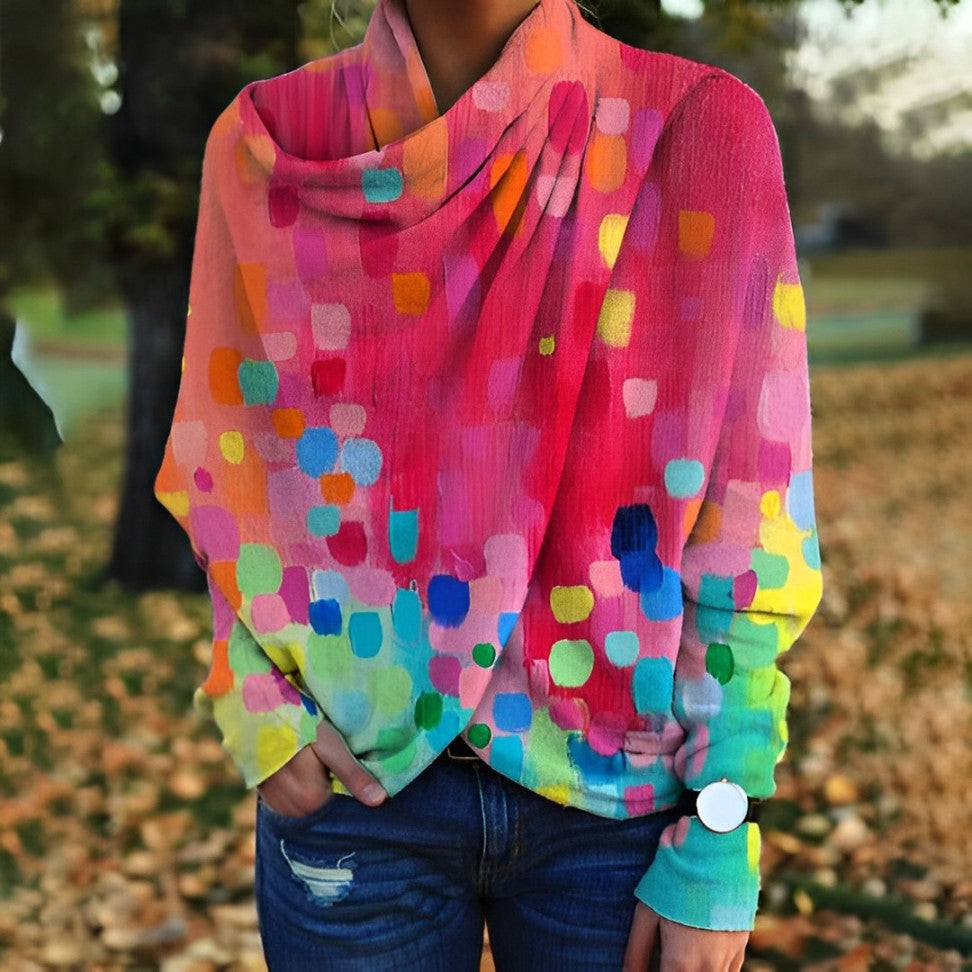 Eugenia - langärmeliger Pullover mit festlichem Schal