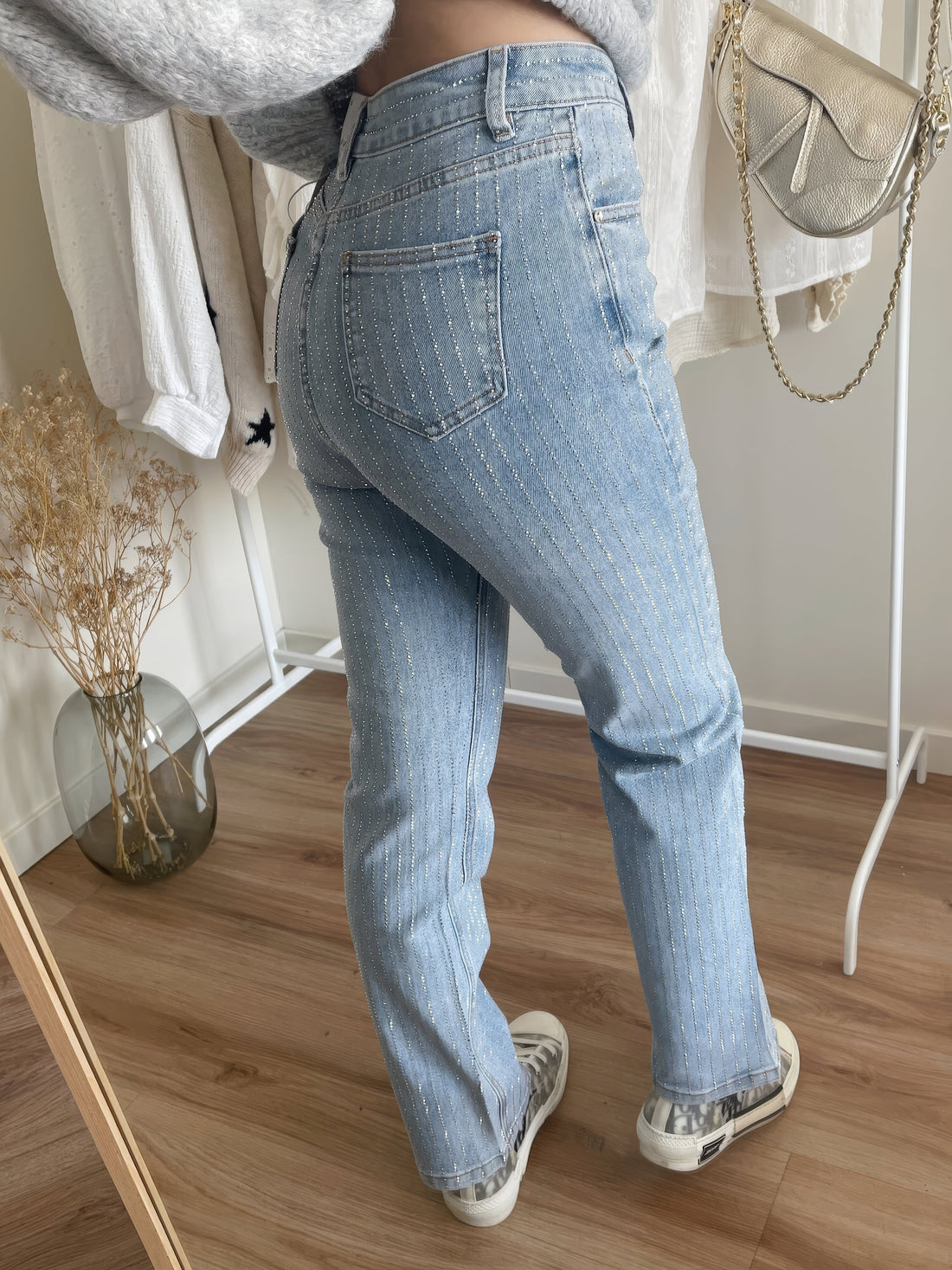 Twyla - Glitzerjeans mit hoher Taille