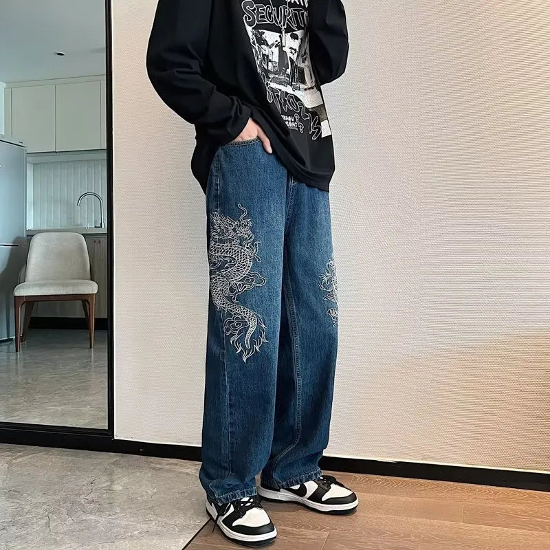 Neal - bestickte Weite Jeans