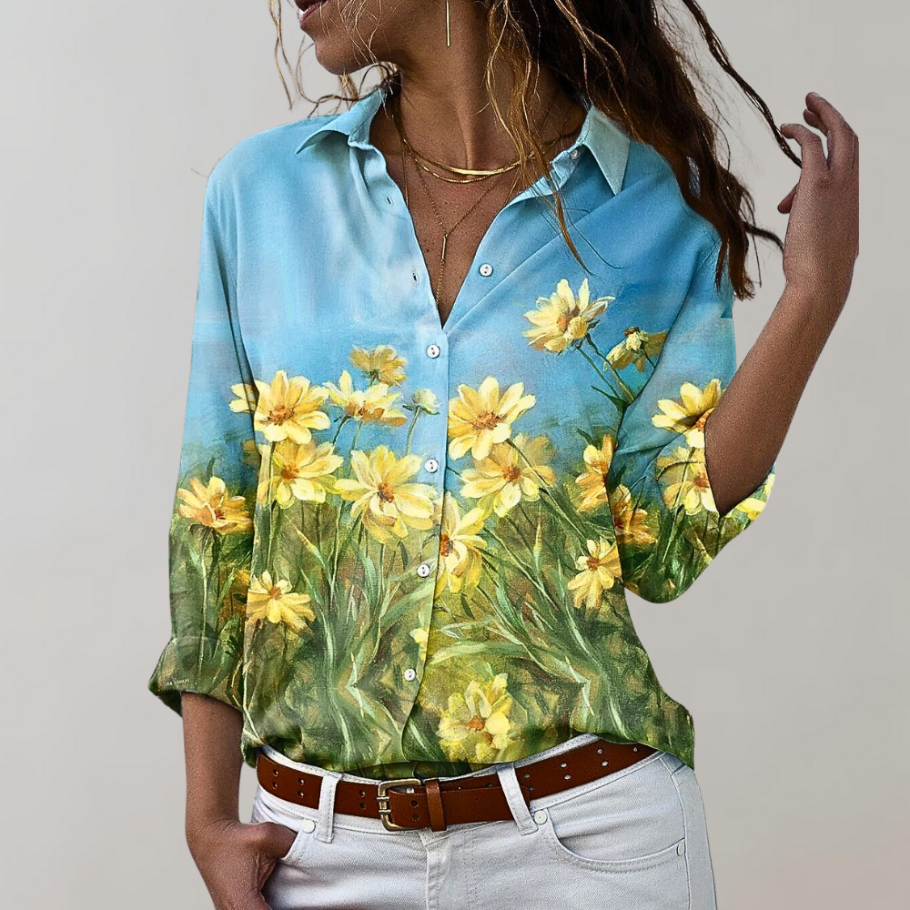 Elaine - Langärmelige Bluse mit Blumenmuster