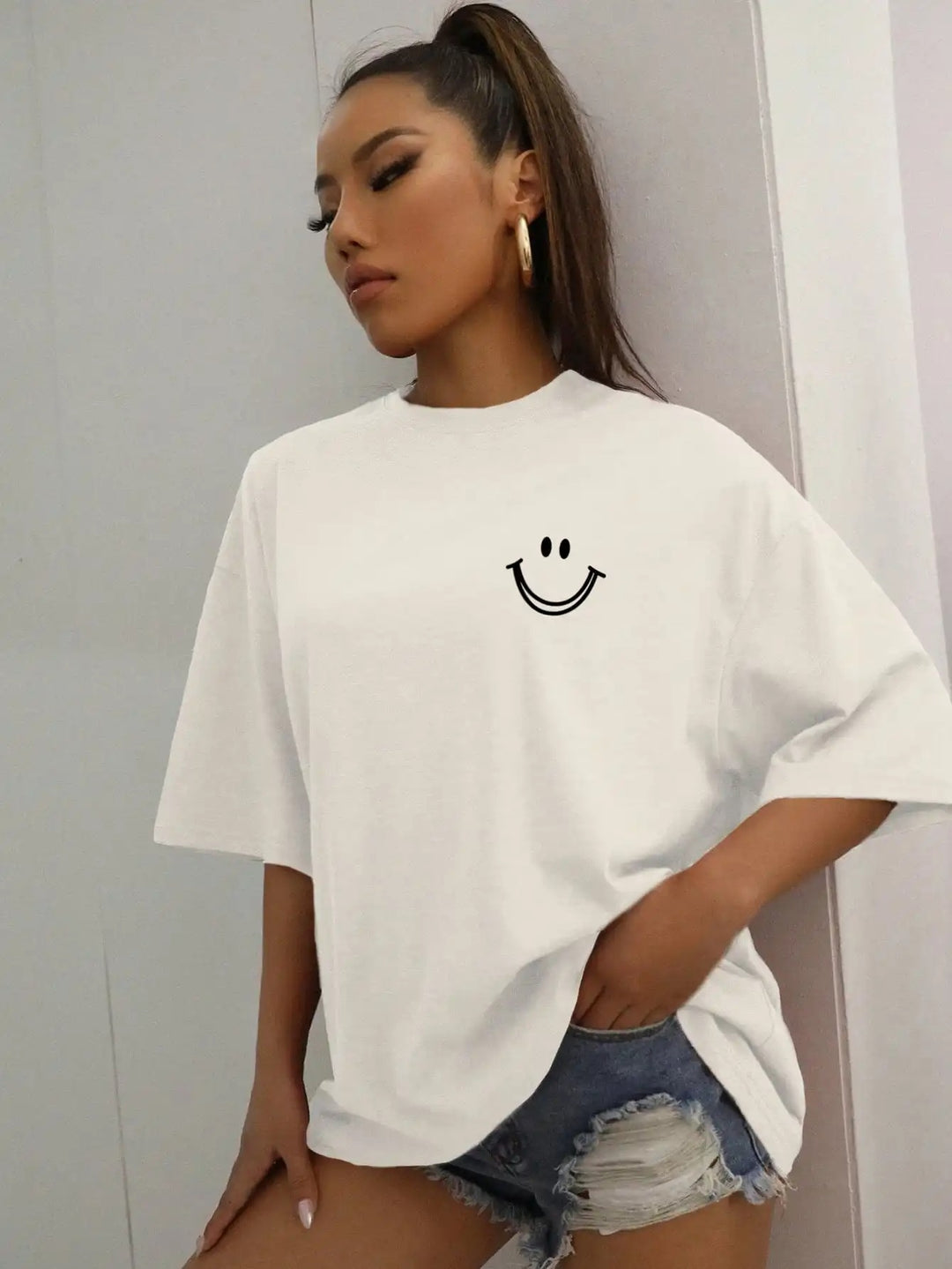 Cherish - Baumwoll-T-Shirt mit Emoji-Druck