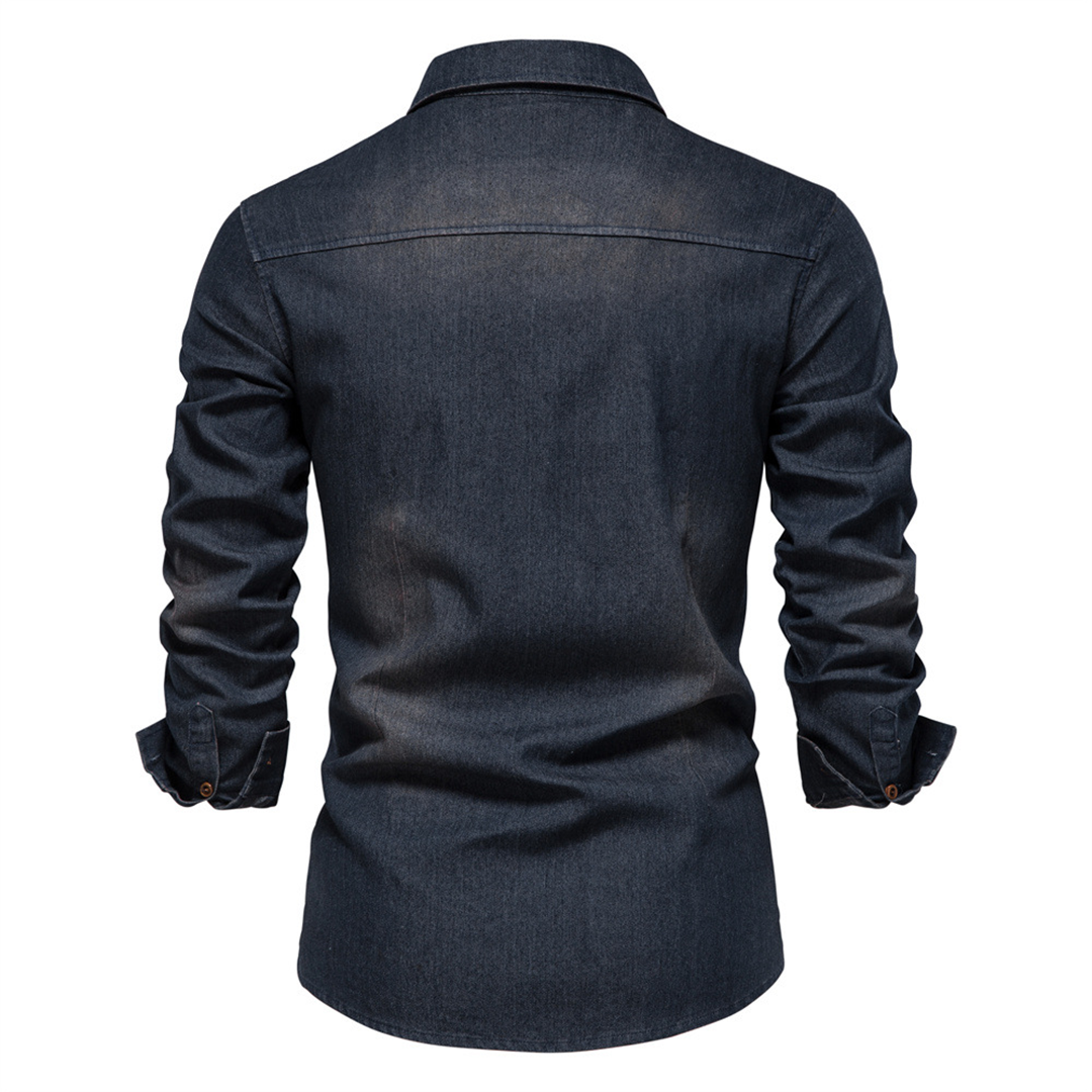 Devin - Slim Fit Hemd aus elastischem Baumwoll-Denim