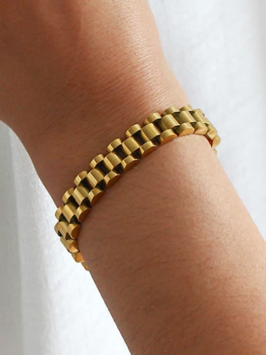 Nora - Breites Gliederarmband Gold