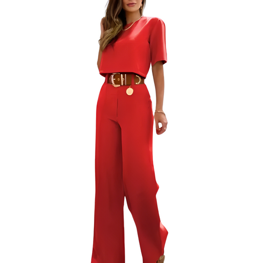 Lela - Set aus Halbarm-Crop-Top und weiter Hose