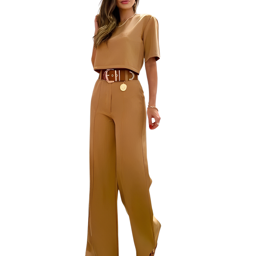 Lela - Set aus Halbarm-Crop-Top und weiter Hose