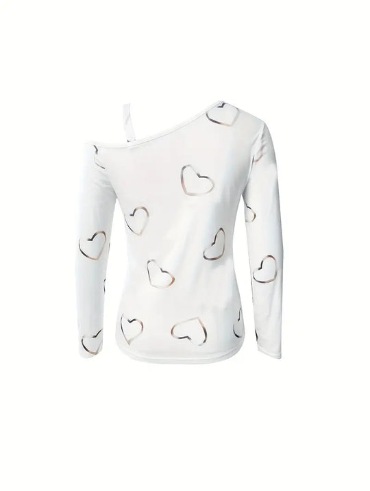 Debra - Herz Pailletten Langarmshirt