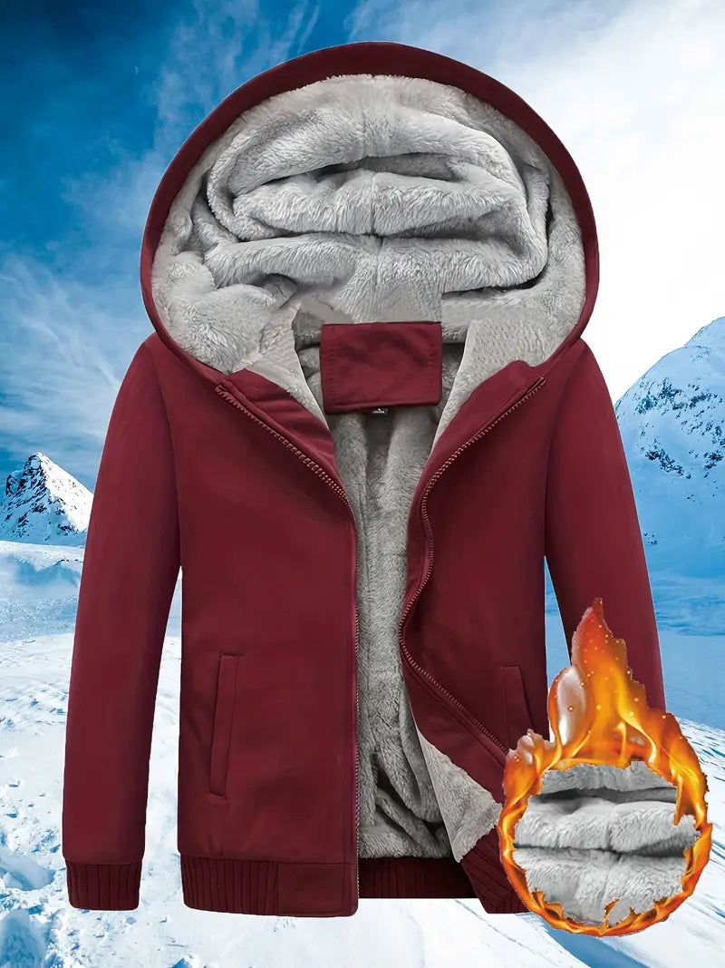 Caleb - Winter Warme Fleece-Kapuzenjacke