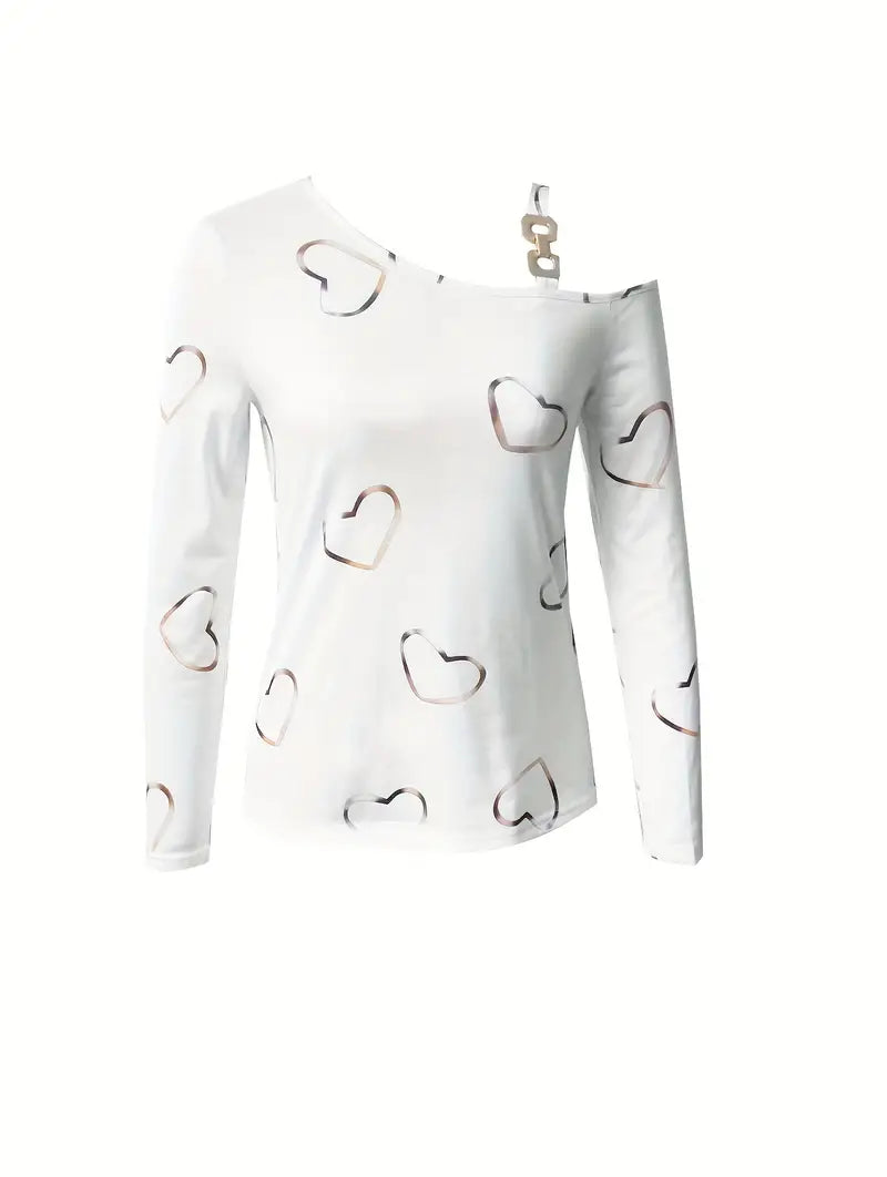 Debra - Herz Pailletten Langarmshirt