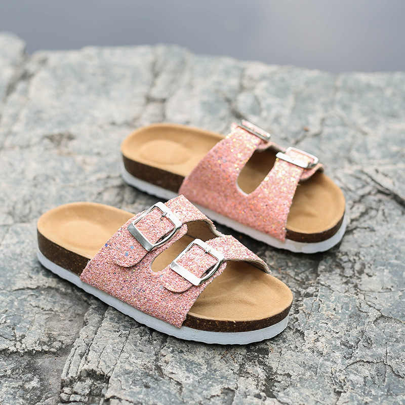 Elysian - Glitzernde Spangensandalen mit mehreren Schnallen