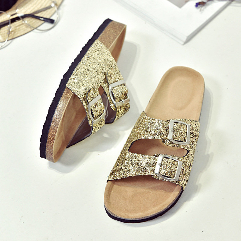 Elysian - Glitzernde Spangensandalen mit mehreren Schnallen