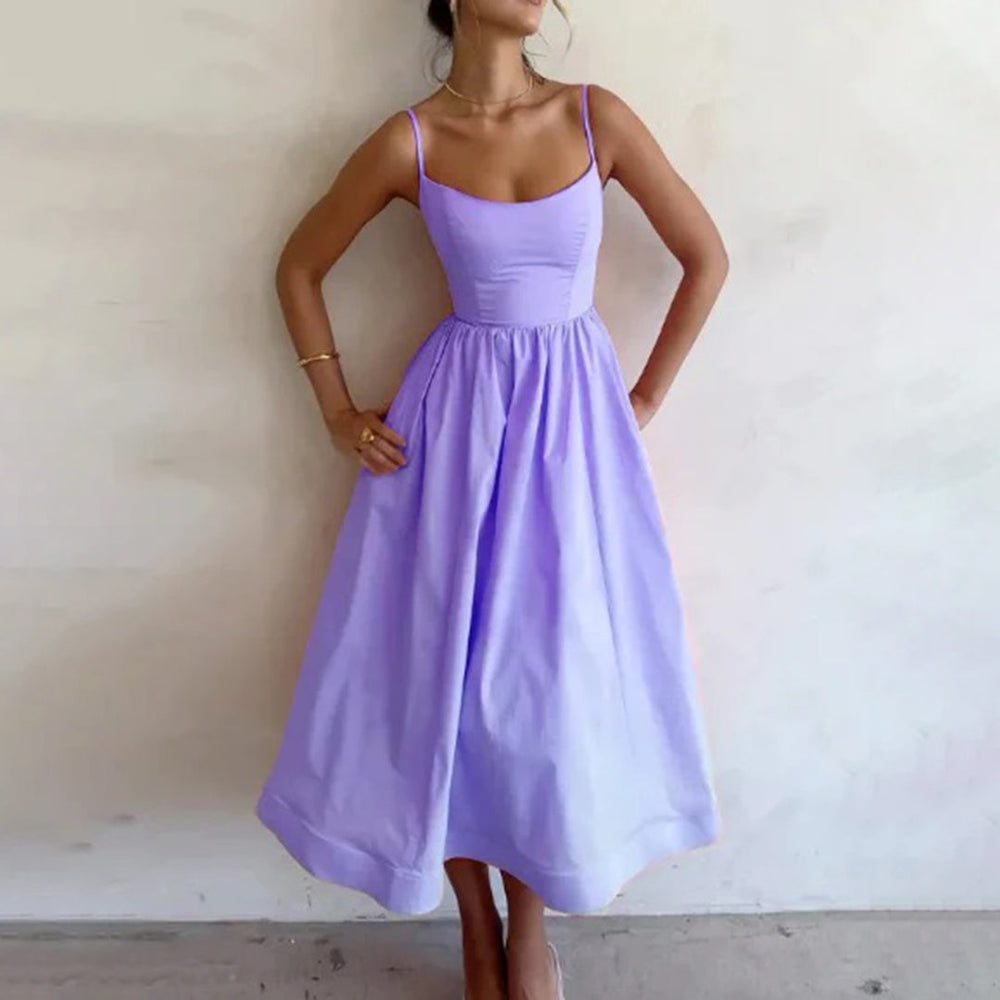 Olivia - Midi-Camisole-Kleid mit plissiertem Träger