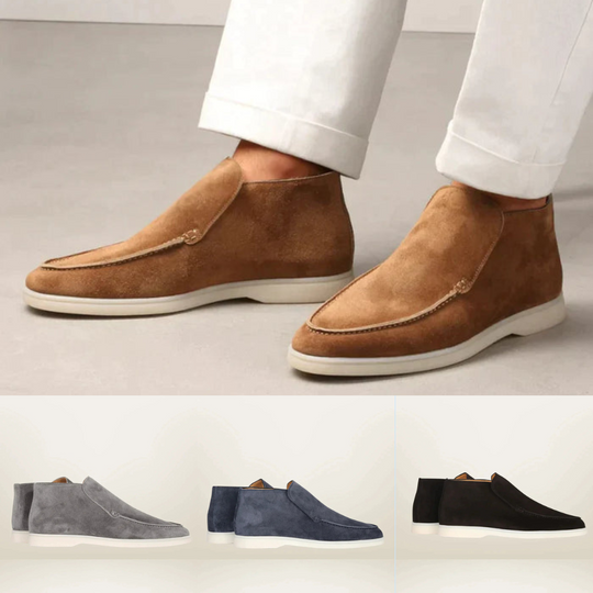 Peadar - Flache High-Top-Leder-Slipper